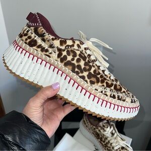 Chloe woven platform leopard print sneakers EU 41